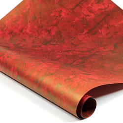 Metallic Indian Batik Cotton Rag Paper - CRINKLE - RED/GOLD