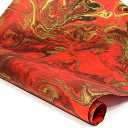 Marbled Lokta Paper - RED/BLACK/GOLD