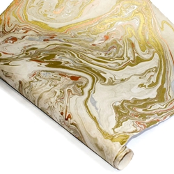 Marbled Lokta Paper - GOLD/SILVER/COPPER on NATURAL