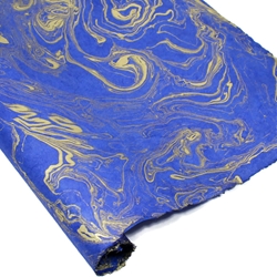 Marbled Lokta Paper - GOLD ON BLUE