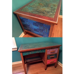 Refurbished Desk Using Thai, Indian and Nepalese Papers