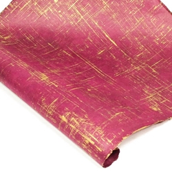Silkscreened Nepalese Lokta Paper - Brushed - GOLD ON MERLOT