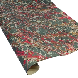 Italian Marbled Paper - VEIN - Green/Red