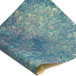 Italian Marbled Paper - PEACOCK - Blues