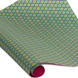 Metallic Screenprinted Indian Cotton Rag Paper - PEACOCK - TEAL/FUCHSIA