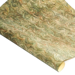 Italian Marble Paper - Spiral - OLIVE GREEN