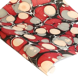 Marbled Indian Cotton Rag Paper - BUBBLE - RED/GRAY/BLACK