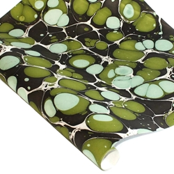 Marbled Indian Cotton Rag Paper - BUBBLE - TEAL/BLACK/OLIVE