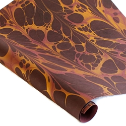 Marbled Indian Cotton Rag Paper - FIRE - BURGUNDY/GOLD