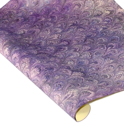 Italian Marbled Paper - PEACOCK - Bright Purples