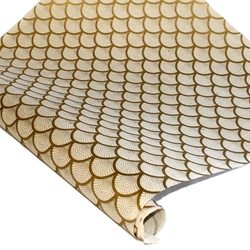 Silkscreened Nepalese Lokta Paper - Scallops - GOLD ON CREAM