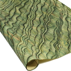 Italian Marbled Paper - STRIPED MOIRE - Green