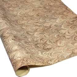 Italian Marbled Paper - PEACOCK - Brown/Silver