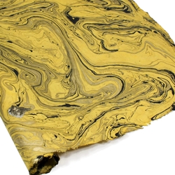 Marbled Lokta Paper - BLACK/GOLD ON YELLOW