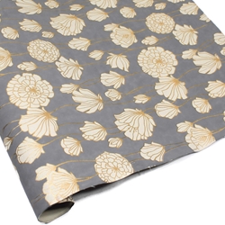 Metallic Screenprinted Indian Cotton Rag Paper - CHRYSANTHEMUM - Gray