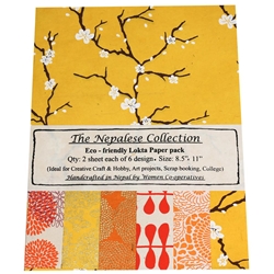 Handmade Nepalese Lokta Paper Pack - YELLOW/ORANGE
