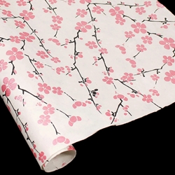Silkscreened Nepalese Lokta Paper- BLOSSOM - Pink on Natural