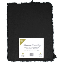 Handmade Deckle Edge Indian Cotton Paper Pack - BLACK