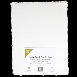 Handmade Deckle Edge Indian Cotton Paper Pack - WHITE