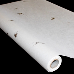 Korean Hanji Paper Roll - 35GSM - WHITE WITH MAPLE LEAF INCLUSIONS - 17" x 65'