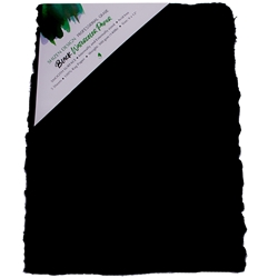Handmade Deckle Edge Indian Cotton Watercolor Paper Pack - BLACK - SMOOTH - 9" x 12"