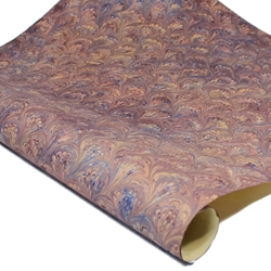 Italian Marbled Paper - PEACOCK - Mauve/Blue/Gold