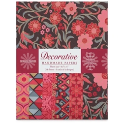 Handmade Indian Cotton Paper Pack - SCREENPRINTED - DARK RED/BROWN