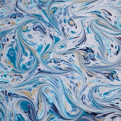 Italian Marbled Origami Paper - FANTASY - Blue and Silver