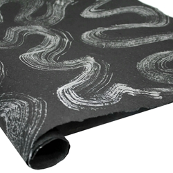 Thai Heavy Mulberry Paper - Brushed - SILVER ON BLACK