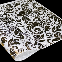 Metallic Screenprinted Unryu Paper - Swirling Leaves - GOLD ON WHITE
