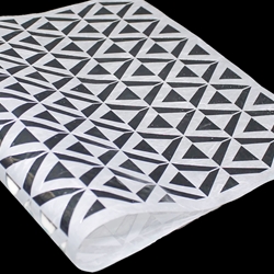 Metallic Screenprinted Unryu Paper - Pyramid - SILVER ON WHITE