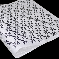 Metallic Screenprinted Unryu Paper - Split Square - SILVER ON WHITE