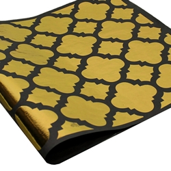 Metallic Screenprinted Unryu Paper - Clover - GOLD ON BLACK
