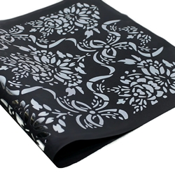 Metallic Screenprinted Unryu Paper - Ribbon - SILVER ON BLACK