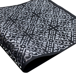 Metallic Screenprinted Unryu Paper - X Square - SILVER ON BLACK