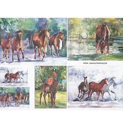 Screenprinted Unryu - Decoupage Paper - CONTEMPORARY HORSES