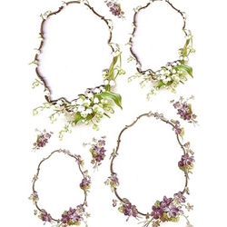 Screenprinted Unryu - Decoupage Paper - OVAL FLORAL FRAMES