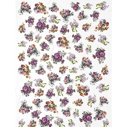 Screenprinted Unryu - Decoupage Paper - MINI PURPLE FLOWERS