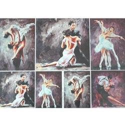 Screenprinted Unryu - Large Decoupage Paper - BALLET DANCERS