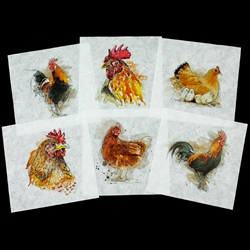 Mini Decoupage Paper Pack - CHICKENS AND ROOSTERS