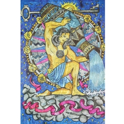Screenprinted Unryu - Decoupage Paper - Horoscope Collection - AQUARIUS