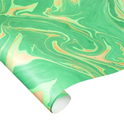 Indian Cotton Rag Marble Paper - GOLD ON GREEN