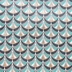 Italian Florentine Paper - TEAL AND YELLOW FISH SCALE