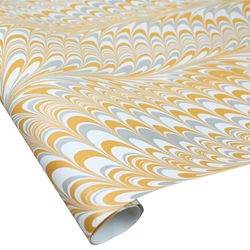 Indian Cotton Rag Marble Paper - Combed - GOLD AND SILVER ON WHITE