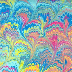 Hand Marbled Origami Paper - NEON PEACOCK