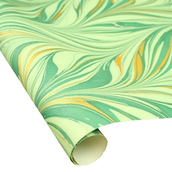 Indian Cotton Rag Marble Paper - Bird Wing - GOLD AND GREEN