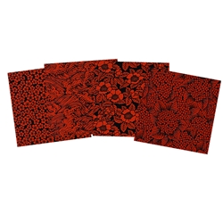 Assorted 6" Chiyogami Origami 16 Sheet Pack - LAQUERED RED AND BLACK