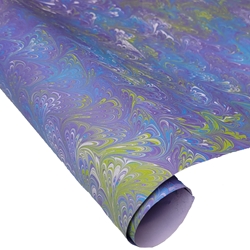 Hand Marbled Paper - PURPLE PASTEL PEACOCK
