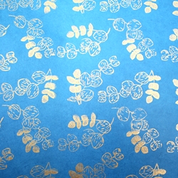 Indian Cotton Rag Block Printed Origami Paper - Eucalyptus - AZURE BLUE
