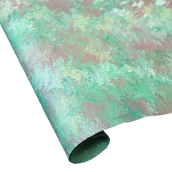 Hand Marbled Paper - GREEN PEACOCK